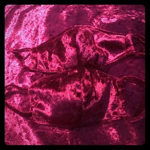 2 burgundy crushed velvet mask
